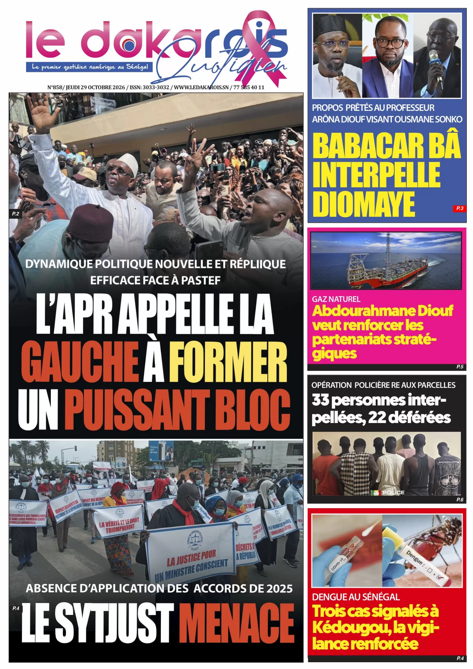 Le Dakarois Quotidien N°858 – 29/10/2026