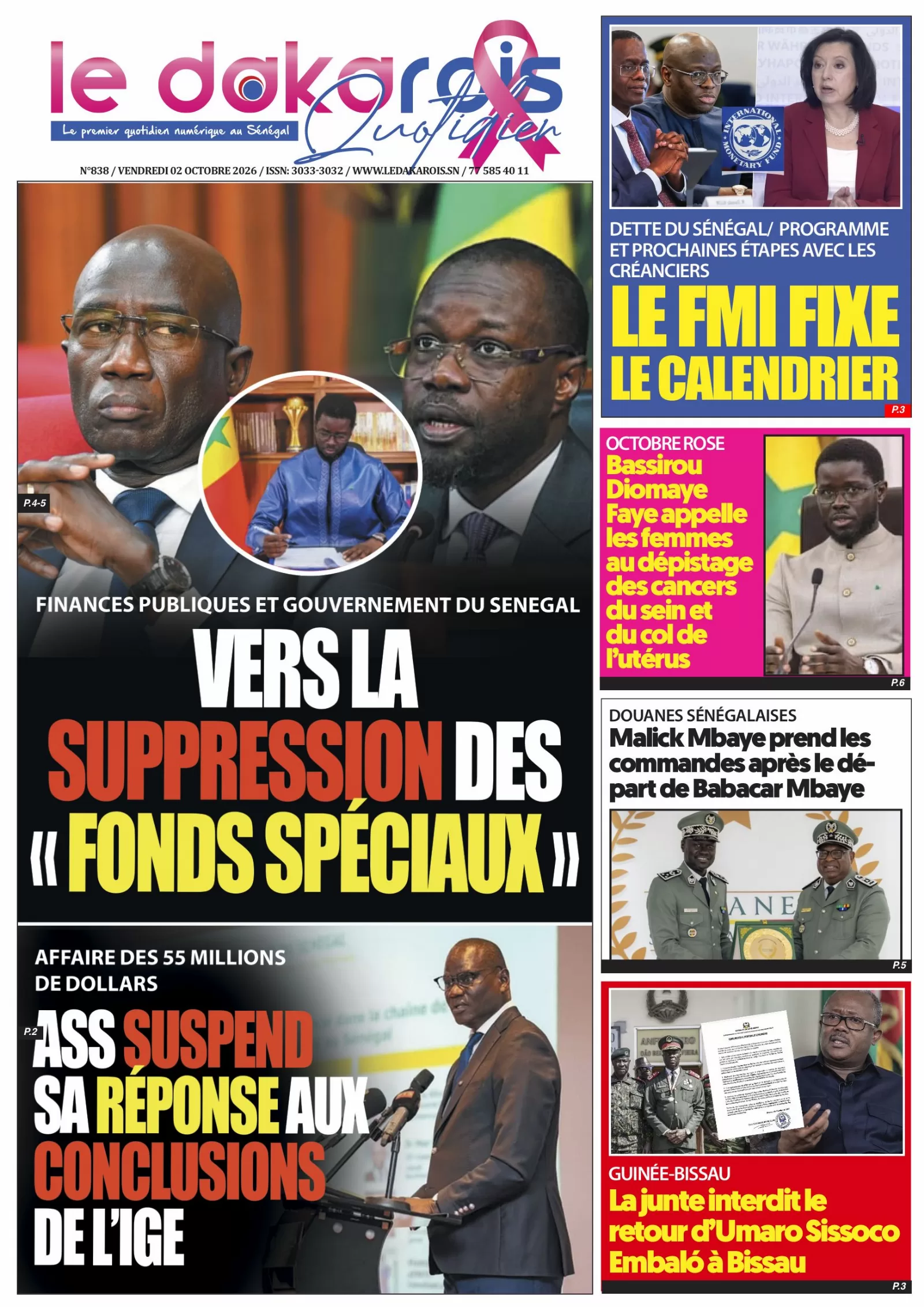 Le Dakarois Quotidien N°838 – 02/10/2026