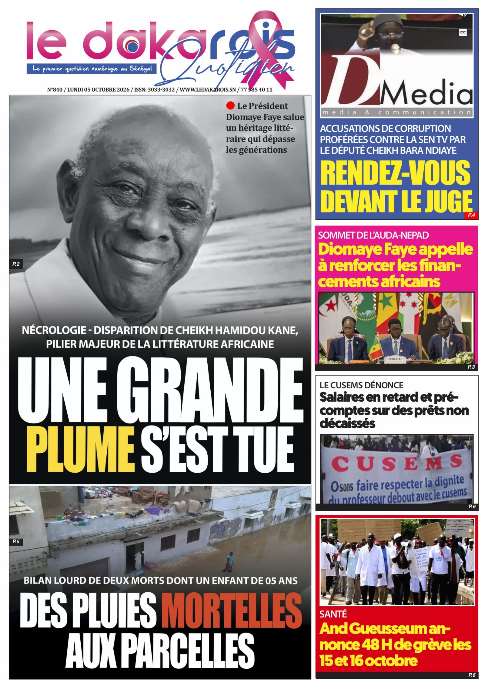 Le Dakarois Quotidien N°840 – 05/10/2026